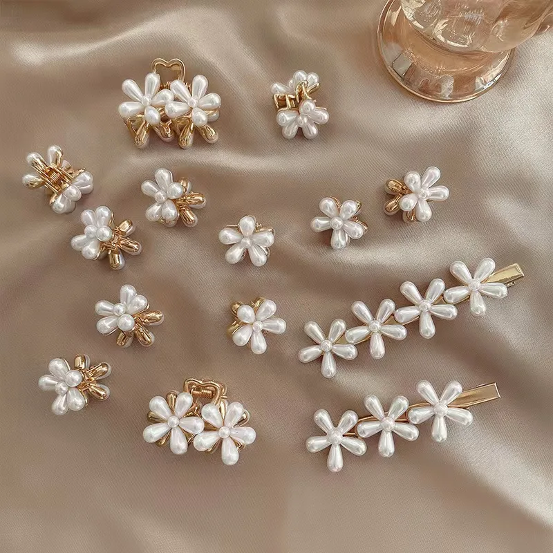 Mini Pearl Flower Grip for Women Korean Small Flower Clips Set Hairpins Hair Crab Girl Hair Accessories Girls  Hair Claw