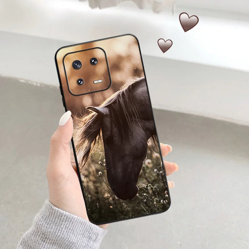Flower Horse Soft Phone Cases For Redmi A1 10A 10C 11 Prime RedmiNote 12 Pro 11SE 11S 11E 11T 10 Lite 10S Black Matte Cover image 3
