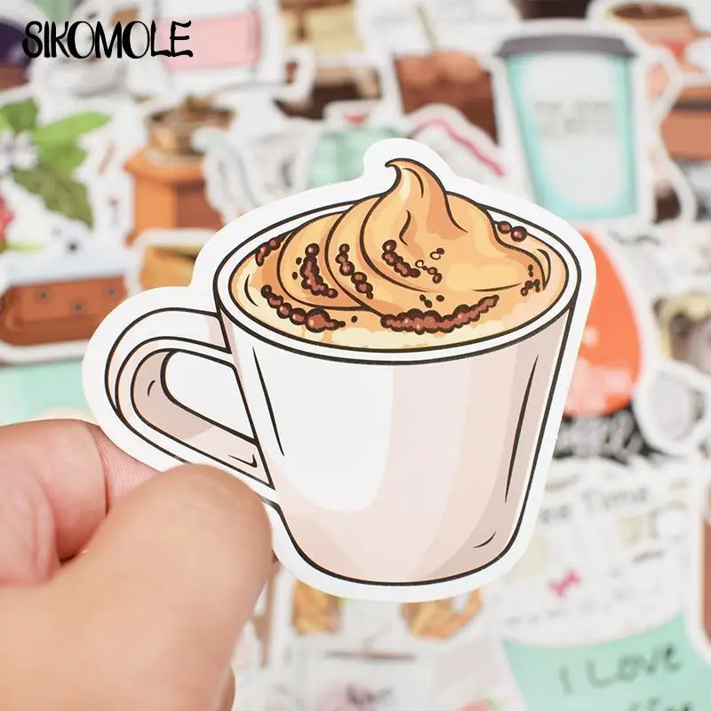 10/30/50pcs Dessin Animé Mignon Tasse De Café Autocollants Fille Kawaii Portable Bouteille Vélo Planche À Roulettes Bagages Autocollants Graffiti