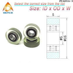 1pcs OD 16 mm PU Forming Rollers With 685 Bearing 5x16x5 PU68516-5 Poly Urethane Soft Rubber Coated Wear Resistant Guide Wheels