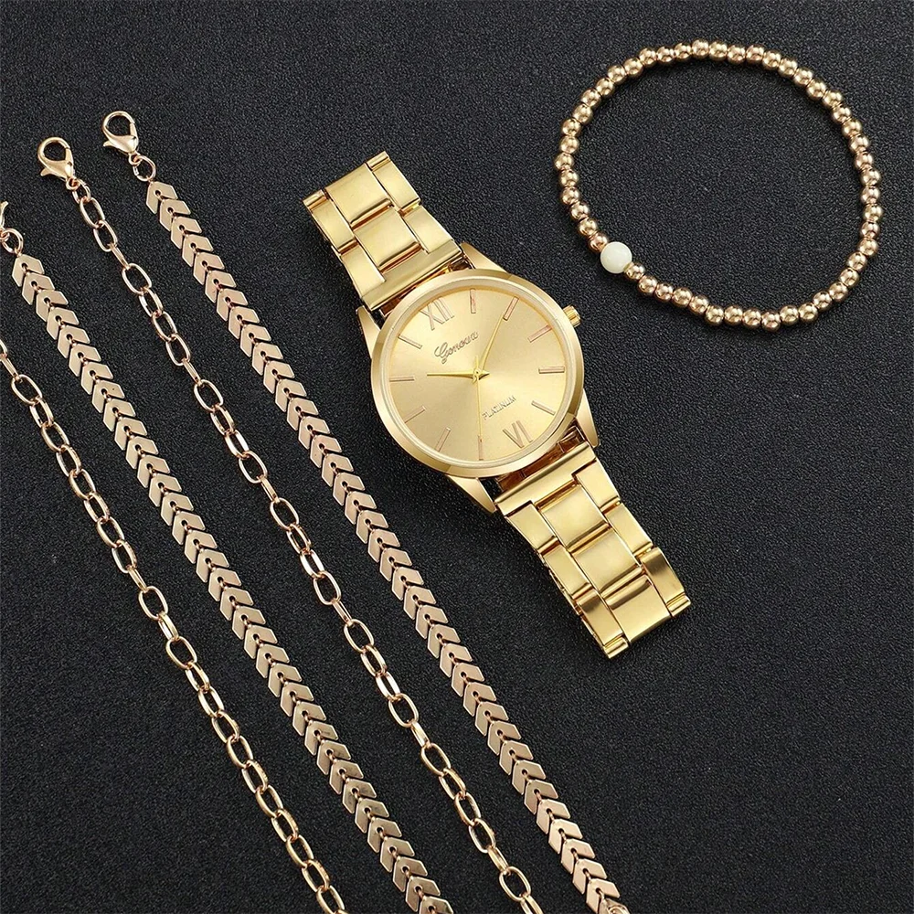 6PCS/Set Fashionable Ladies Elegant Watch Ladies Luxury Quartz Watch Light Luxury Watch Bracelet Set As A Gift For Mom image 3