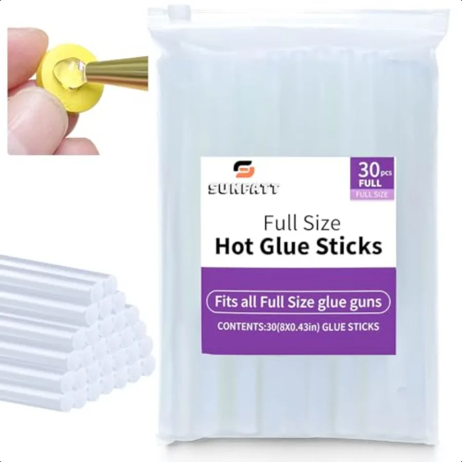 

Full Size Hot Glue Sticks 30 Pcs 8 x 0.43 Crystal Clear Glue Sticks Perfect for Hot Glue Gun Easily Create and Bond Crafts on W