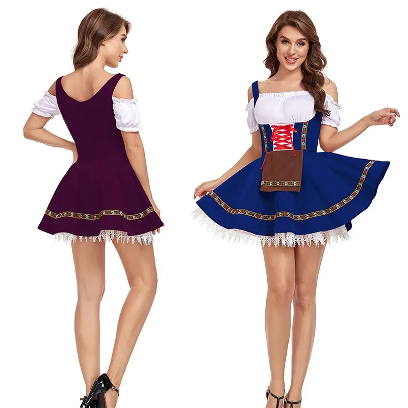 الزي الألماني التقليدي لمهرجان البيرة، مقاس كبير، تطريز الأزهار العرقية، ملابس الرقص الحديثة، vew؛ 3'f، 6;t.8' #4