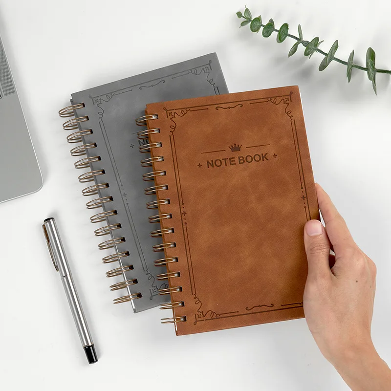 A5 Minimalist Spiral Notebook Soft PU Leather Cover 80g Lined Paper Journal 100 Sheet for Office School Notepad Student Notebook