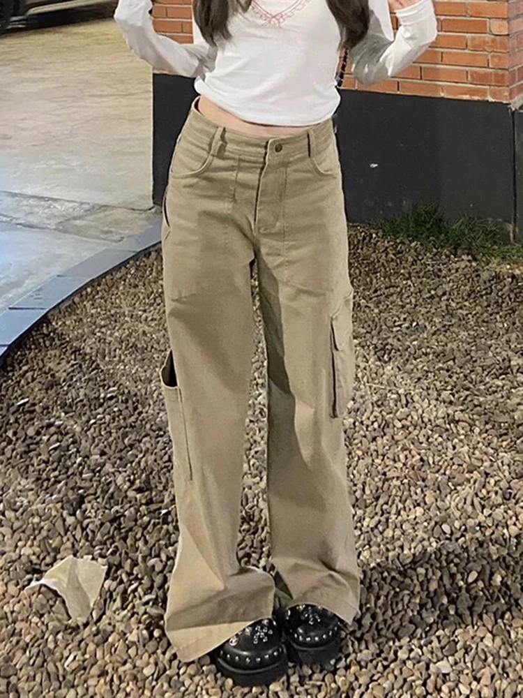 

Y2K Широкие джинсы женские американские ретро рабочая одежда брюки с высокой талией пикантные девушки стиль прямые брюки свободный крой для похудения повседневные