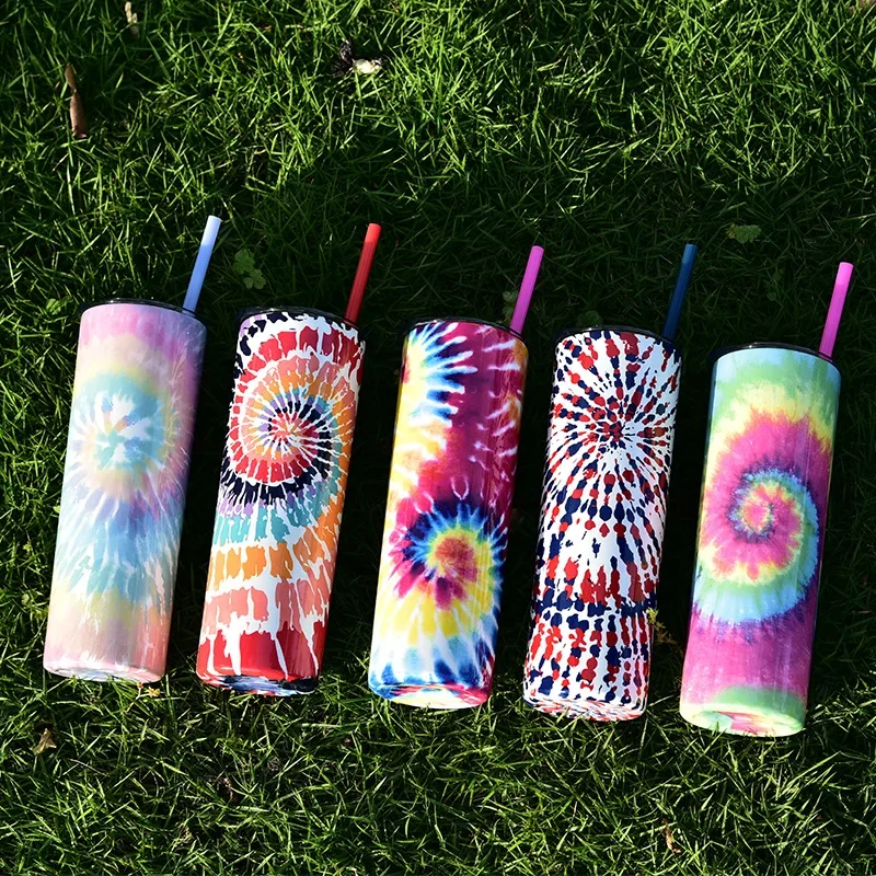 Stainless steel straight cup Creative SKINNY cup Double layer tie dye heat sublimation water cup