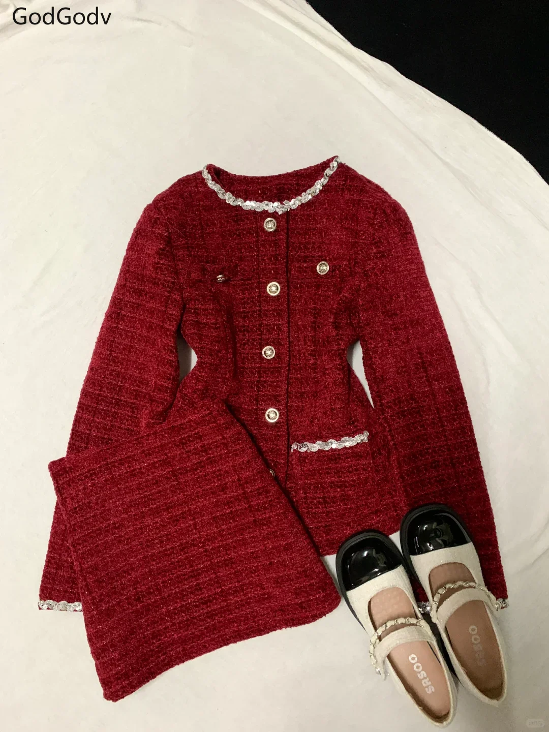 

Зимний французский винтажный элегантный комплект из 2 предметов, женский кружевной тонкий дизайн Y2k, мини-юбка, костюм, женский карманный шикарный корейский популярный костюм