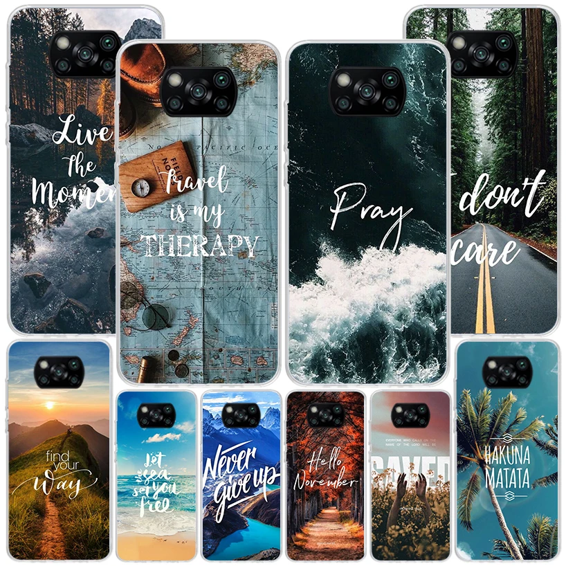 Travel Mountain Beach Proverb Phnoe Case for Xiaomi Poco X5 Pro X4 Gt X3 Nfc M5S M4 M3 M2 F3 F2 F1 Mi Note 10 Lite A2 A3 Unique