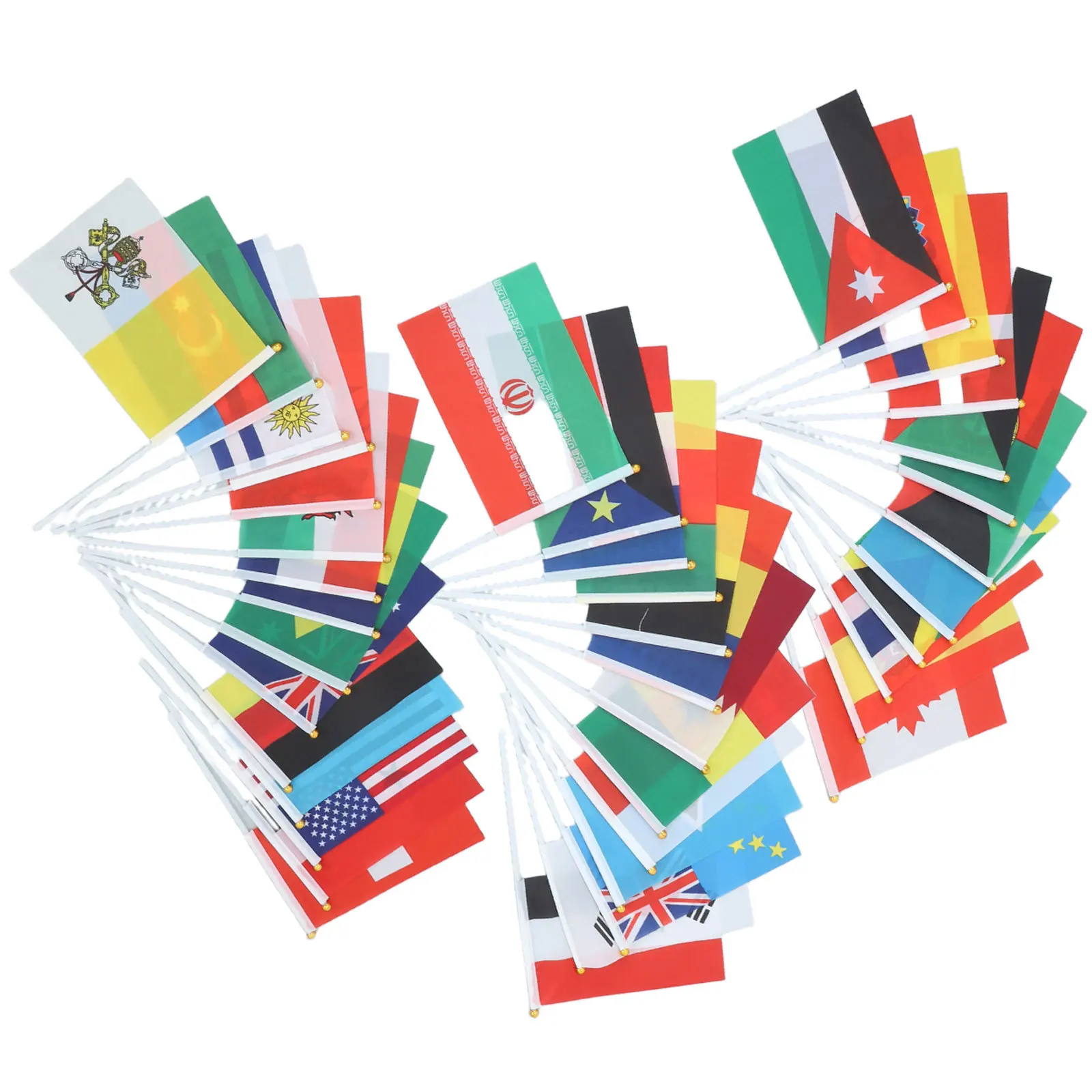 

40Pcs Handheld Mini National Flags Durable Polyester Stick Flags for Party Classroom Festival Sports Club Decoration Cheer