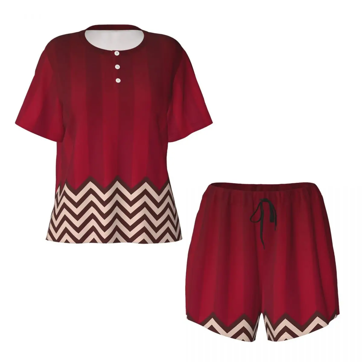 

Twin Peaks Red Room Round Neck Short Sleeves Nightdress for Sleeping Sleepshirts Women Soft Pajama Set Short Pants
