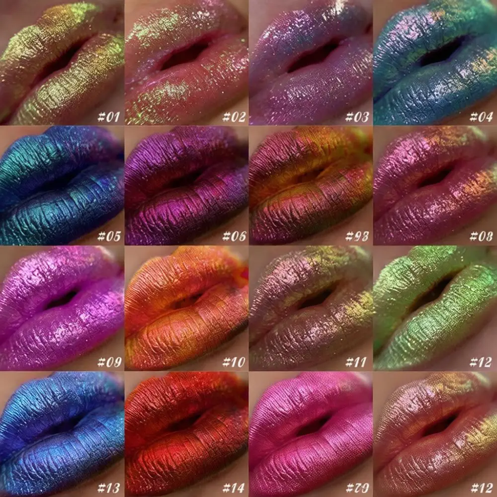 Pigmented Lip Gloss Chameleon Effect Metallic Liquid Lipstick Waterproof Moisturizing Long Wear Makeup Cosmetic