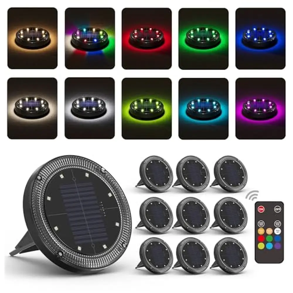 Solar Color-changing Waterproof Pathway Lights Remote Control Outdoor Garden Decoration Lighting