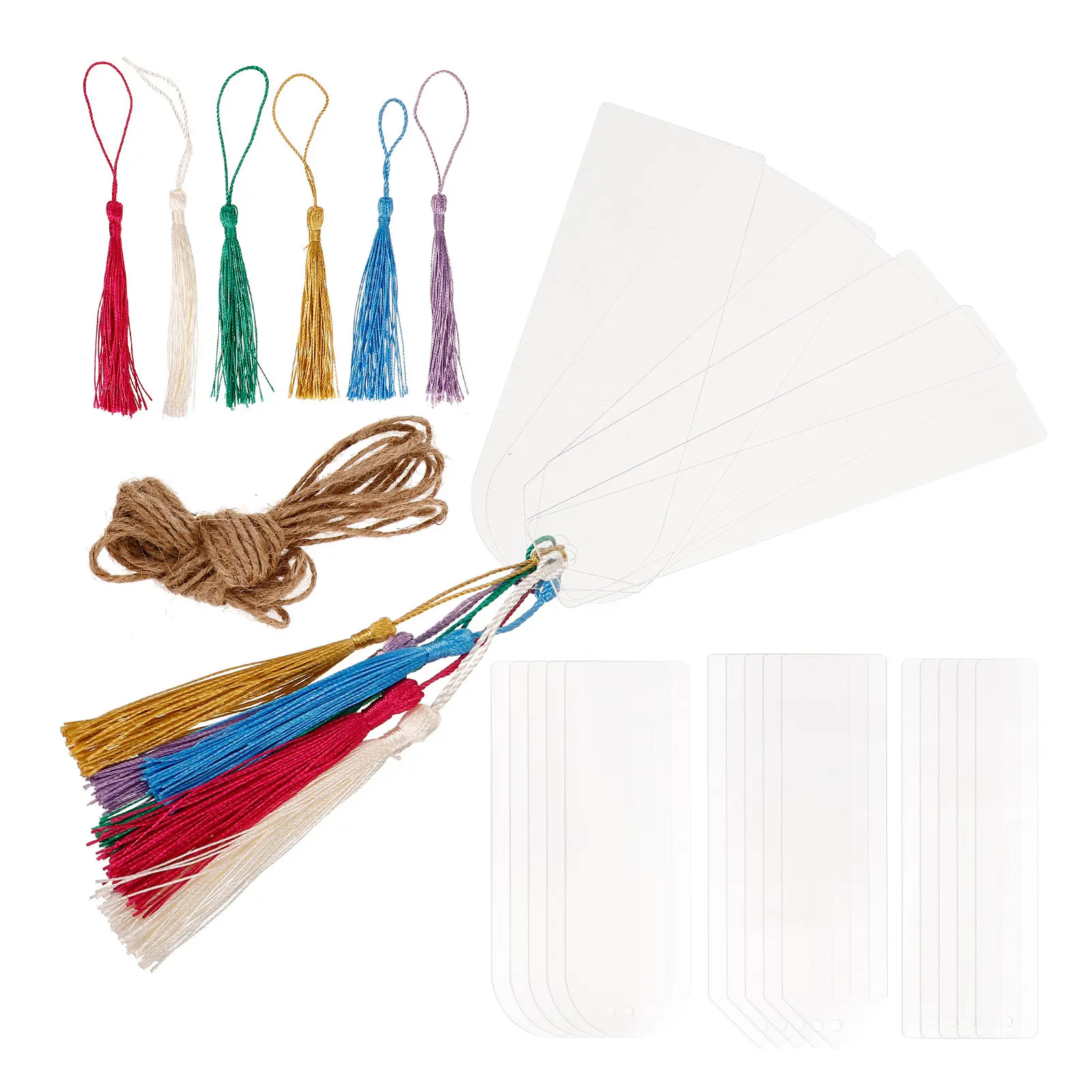 30Sets Delicate Acrylic Bookmarks Clear Blank Tassels Designed Book Markers Lightweight Portable for Handbags Backpacks Pockets