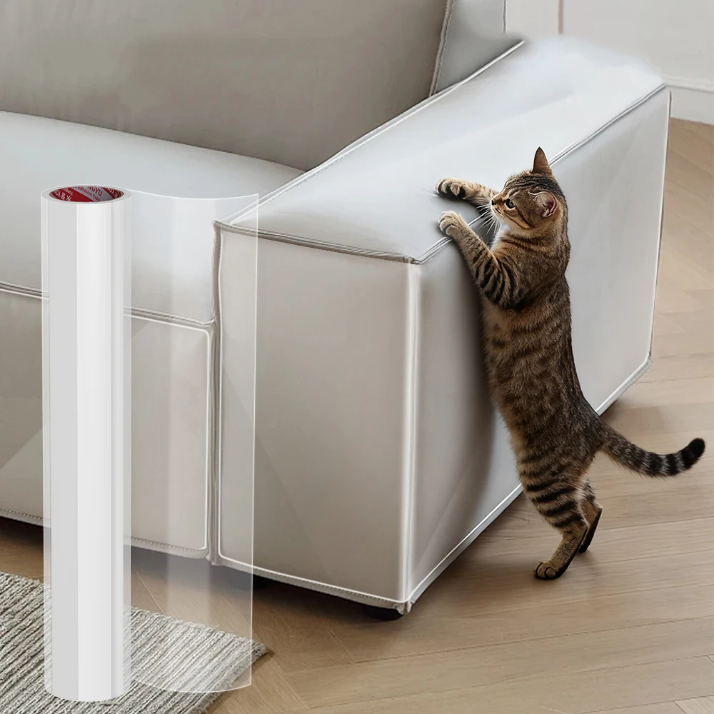

Cat Anti Scratch Tape, Single-Sided Nano Tape Transparent Furniture Protector For Sofa, Couch, Carpet, Door