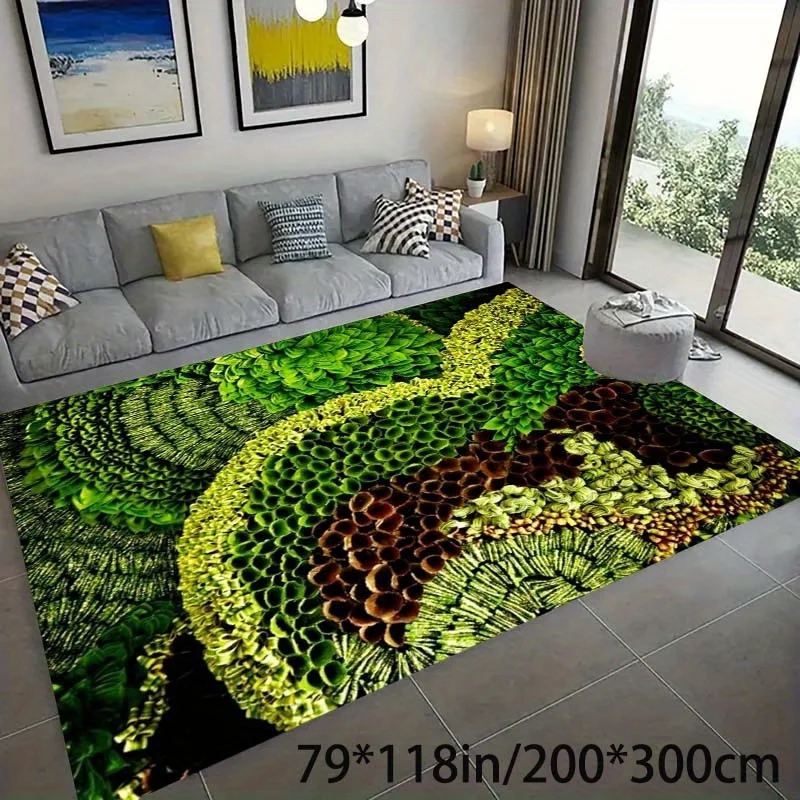 1pc Modern Minimalist Green Moss Element Rug, Printed Decor Mat, for Valentine's Day