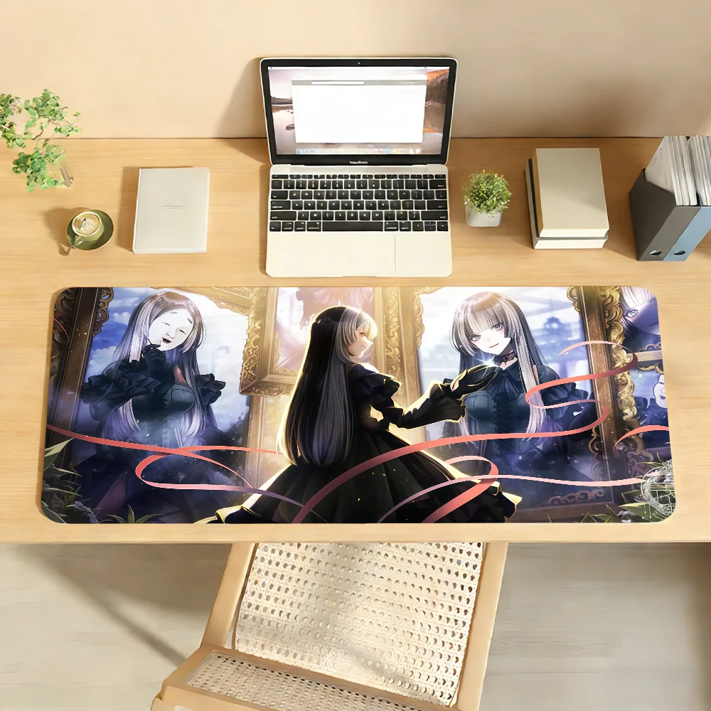 Large Waifu Cute Streamer Girl Extra Large Thick Mouse Pad Non Slip Rubber Base Stitched Edge Desk Mat For PC Laptop Cute