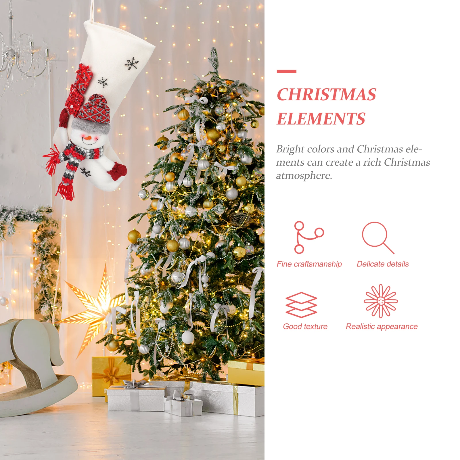 

Festival Xmas Stocking Christmas Sock Gift Bag Holiday Socks Tree Pendant Lightweight Compact Size Photo Prop DIY Decoration