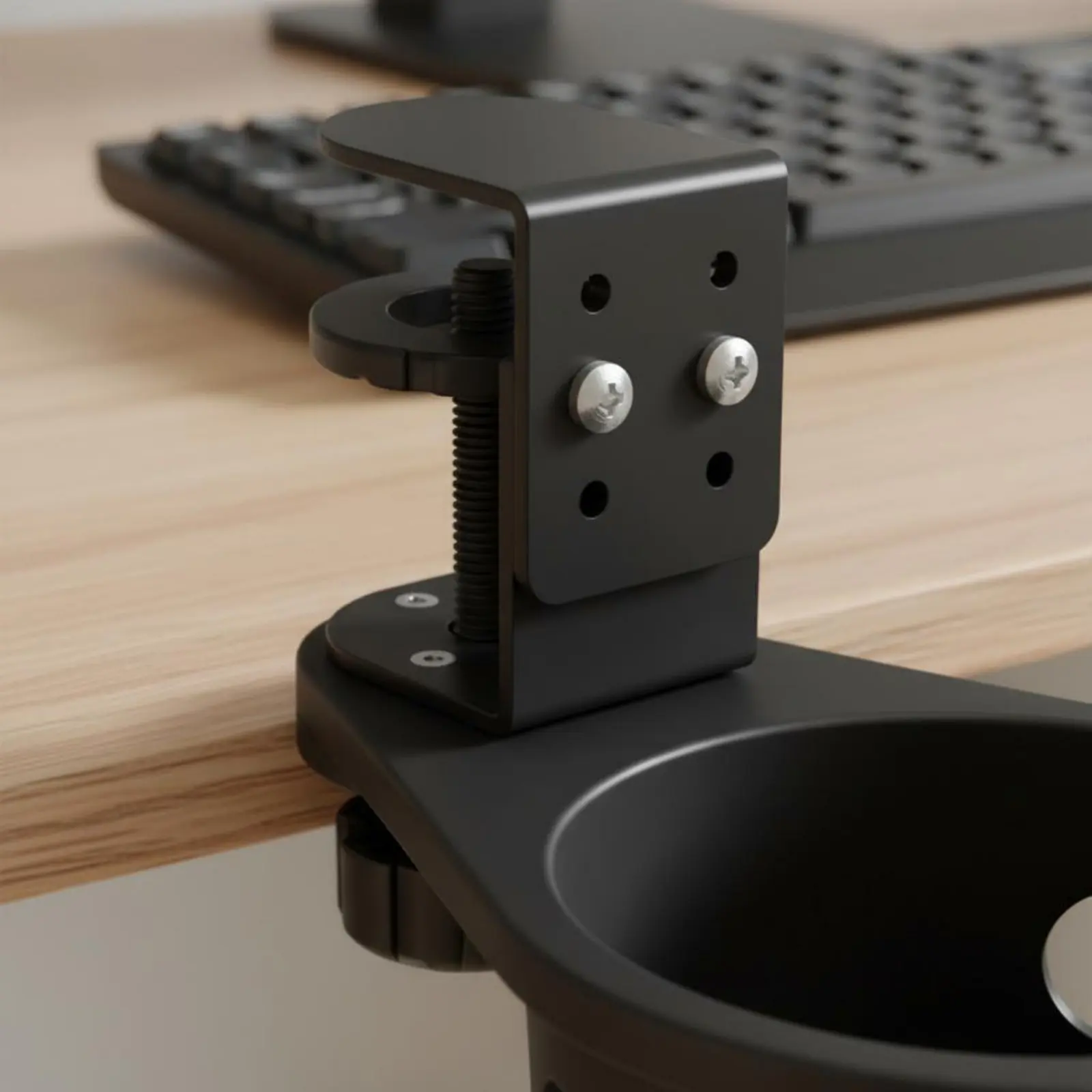 Clamp-on Beverage Holder Space Saving Clamp-on Desk Beverage Holder Office Supply Mug Opening Sturdy & Long-Lasting