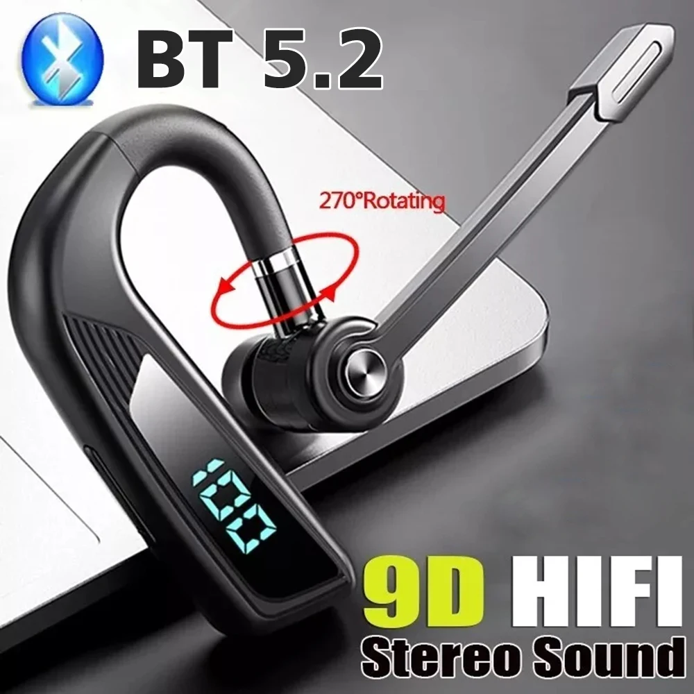 Wireless Headphones with Dual Mic Bluetooth 5.2 Earphone CVC8.0 Noise Cancelling Hands-free Headset Business Earbuds for Driving