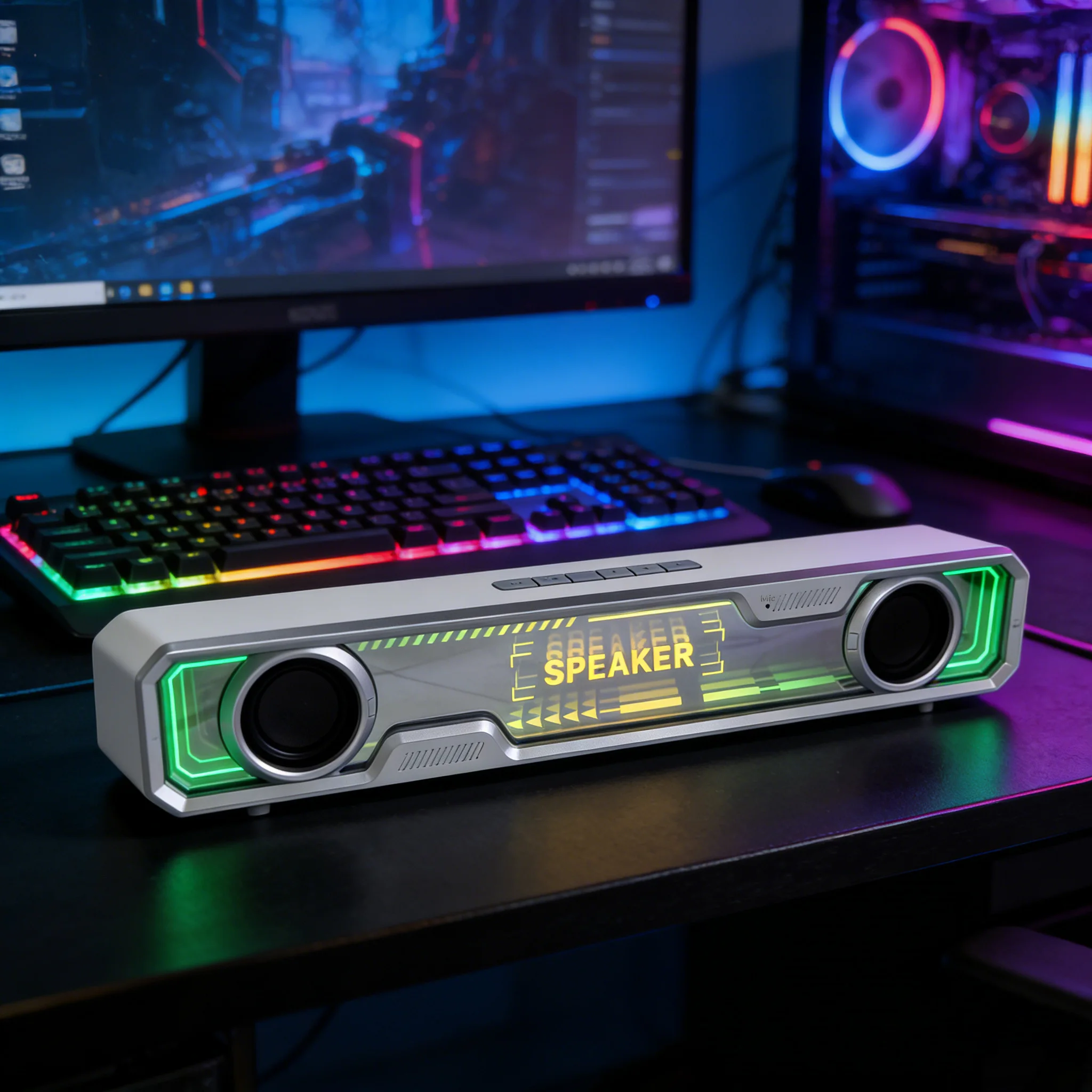 

Wired Bluetooth Speaker RGB Colorful Abyss Light USB Wired Speakers Effect Dual Speaker Dual Bass Diaphragm HIFI Stereo Surround
