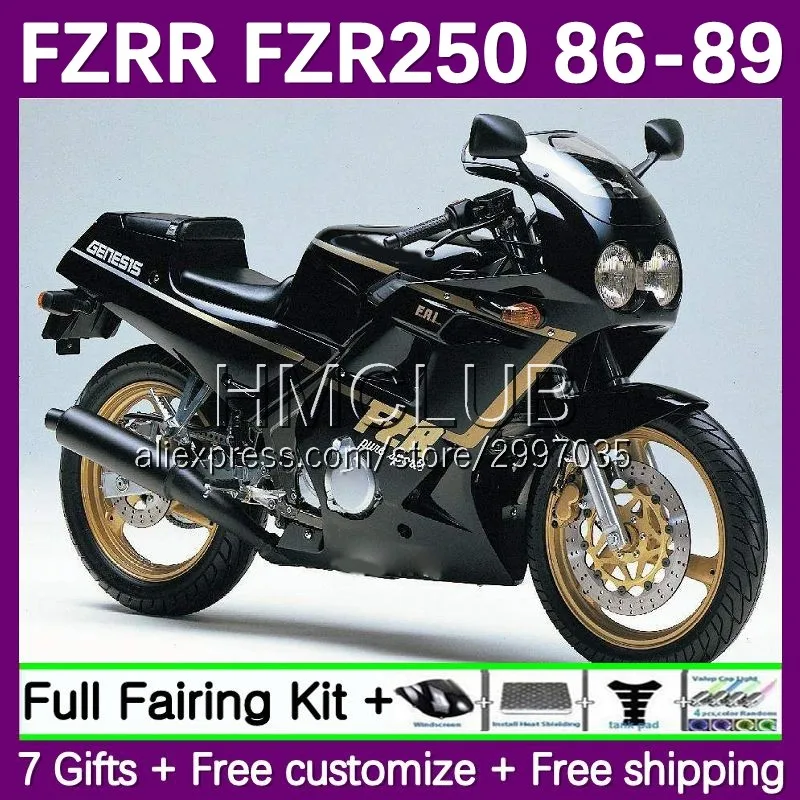 Glossy Black Fairing Kit For YAMAHA FZR250 R FZRR FZR 250 250R 151No.0 FZR-250 RR 86 87 88 89 FZR250R 1986 1987 1988 1989 Body