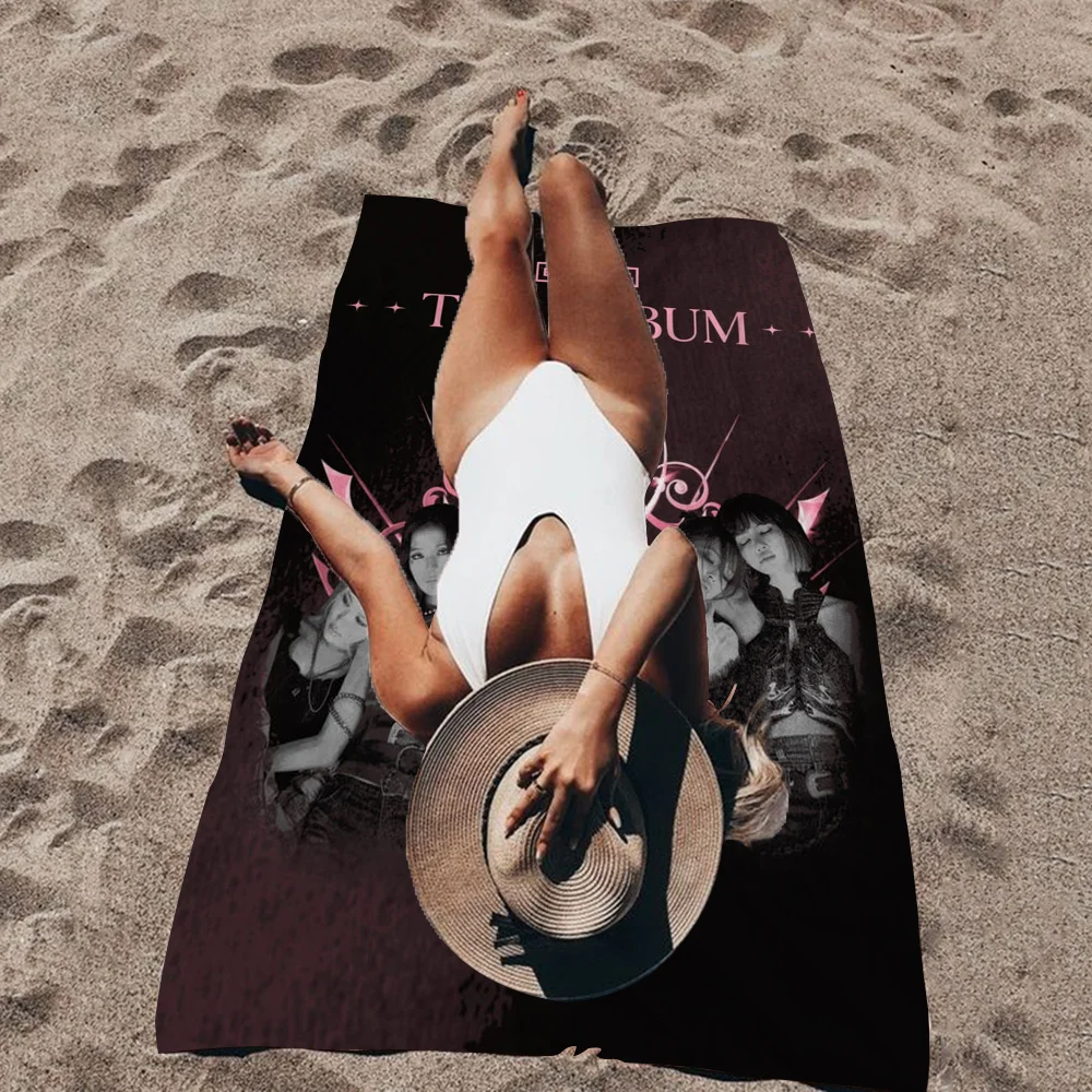 

B-Black-PinkS Microfiber Printed Beach Towel Mountain Climbing Yoga Beach Swimming Running Absorbent Soft Towel