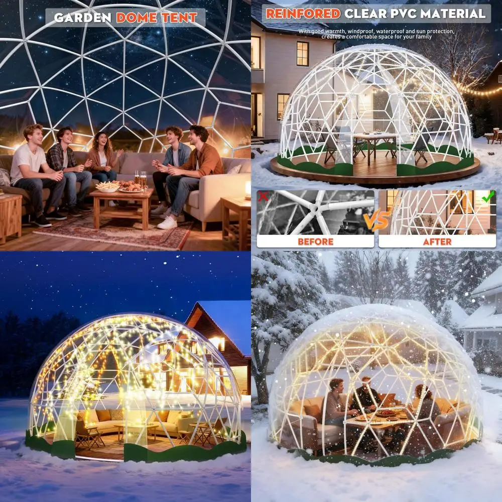 

12.5T Geodesic Greenhouse Dome Tent with Clear PVC Cover, Waterproof Garden Bubble House for Outdoor, Patio, Party Use