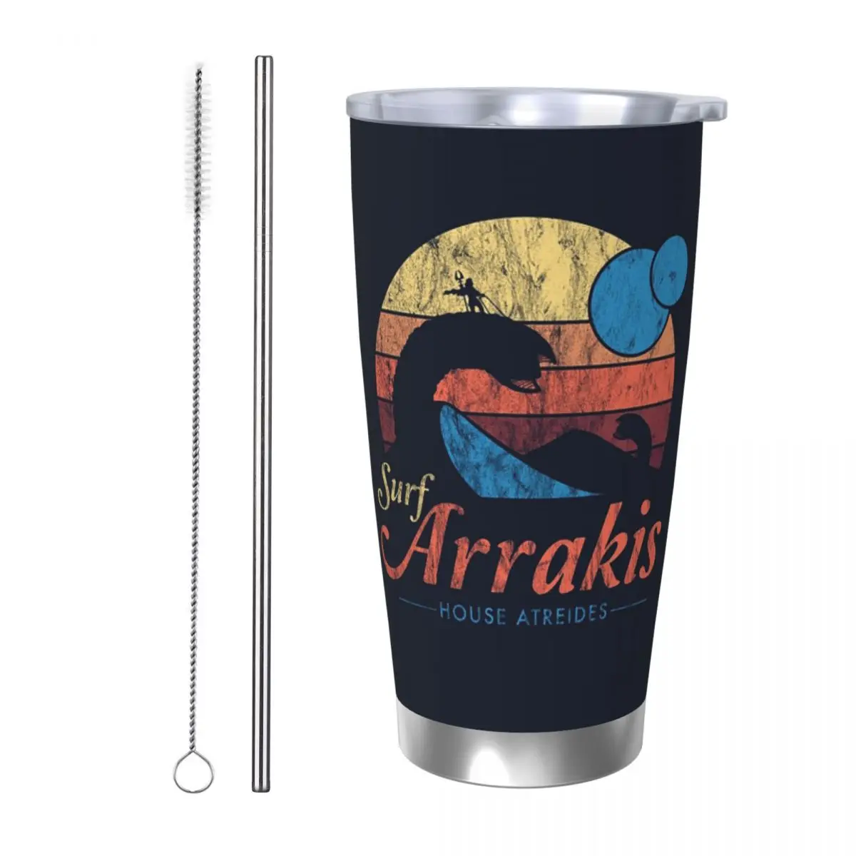 

Visit Arrakis Distressed Surf Dune Sci Fi Stainless Steel Tumbler Vacuum Insulated Mugs Thermal Cold Cup Straw With Lid 20oz