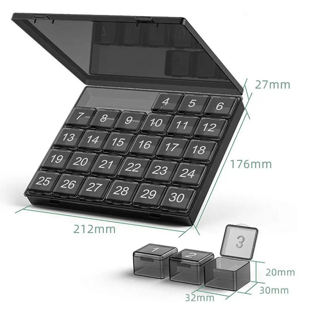 صندوق حبوب الدواء بسعة كبيرة، صندوق حبوب الدواء، صندوق تخزين حبوب الدواء، منظم فيتامين أسبوعي، مقاوم للرطوبة #6