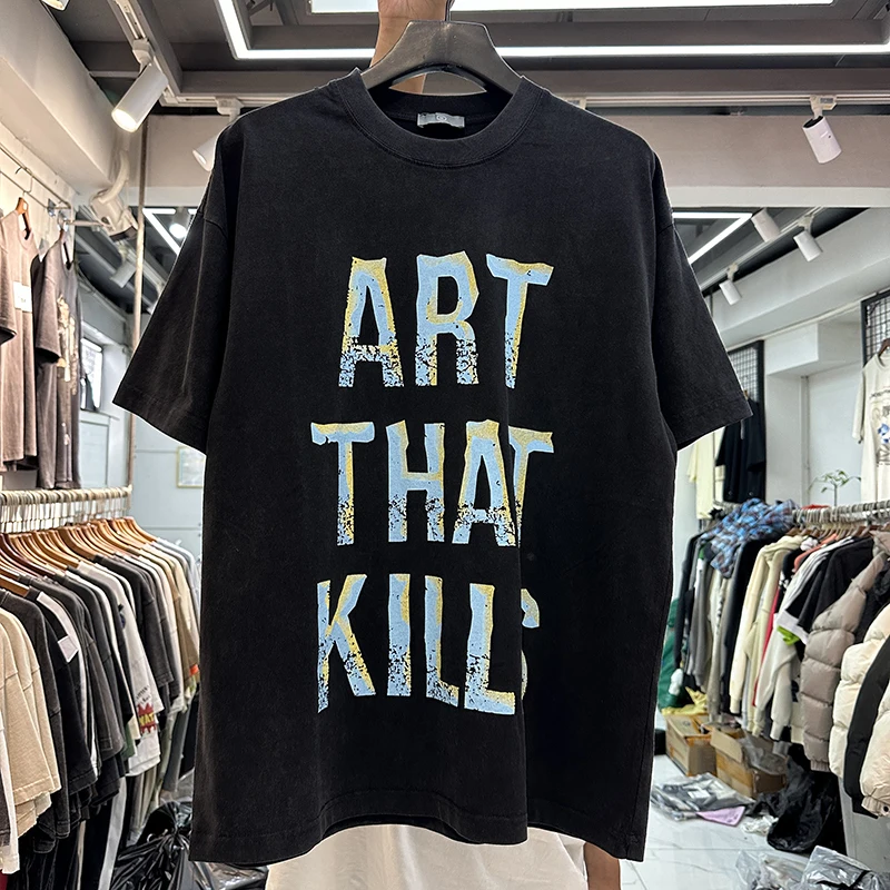 

ART THAT KILLS Washed Heavy Fabric T Shirt Black T-shirt Summer Style Tops Tee