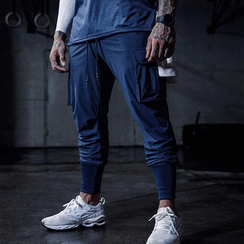 US SIZE Mens Gym Quick Drying Running Jogging Cargo Pants Man Long Trousers Fitness Sweatpants Casual Sport Trackpants