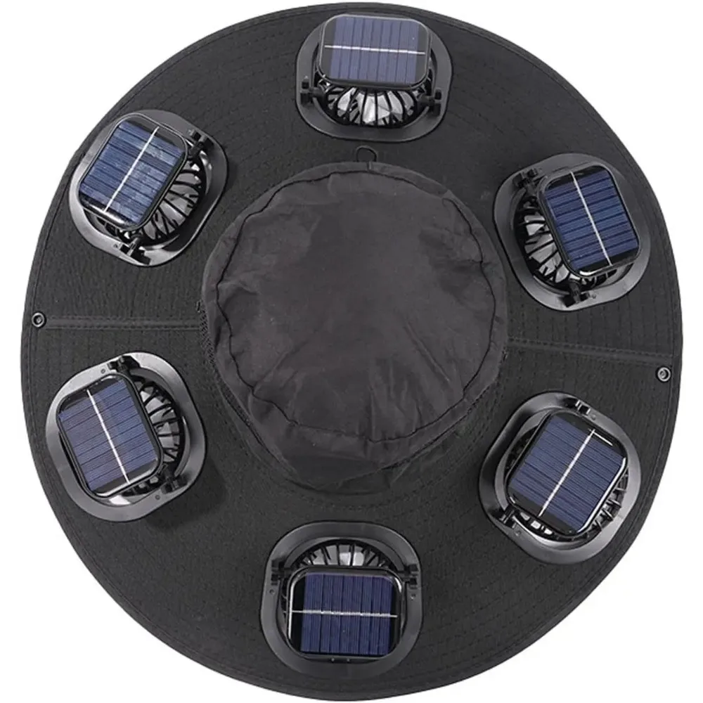 Hot 6 Fans Solar Fan Hat Breathable UV Protection Wide Brim Sun Cap Summer Fan Visor Cap For Men Outdoor Hiking Camping Fishing