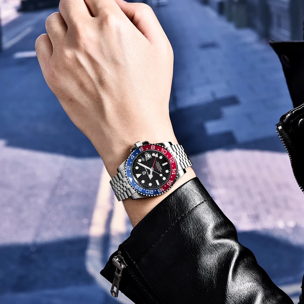 PAGANI DESIGN العلامة التجارية الأعلى 100 متر مقاوم للماء التلقائي الميكانيكية NH34 ساعة 316L الفولاذ المقاوم للصدأ ساعة رجالي PD-1662 reloj hombre