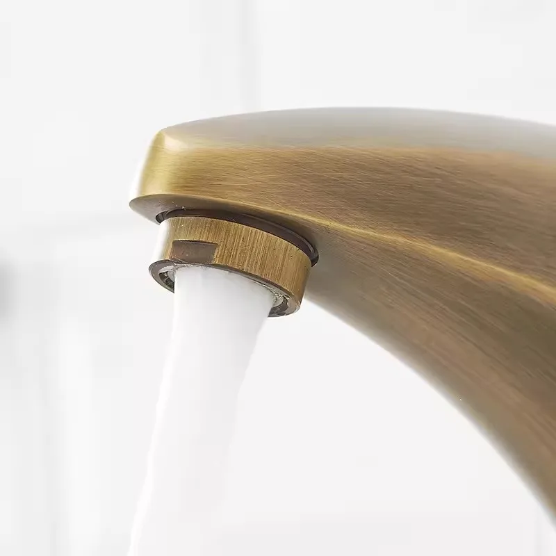 MTTUZK Deck Mounted Brass Antique Brushed Automatic Sensor Faucet Bathroom Basin Touchless infrared Faucet Hot Cold Sensor Taps