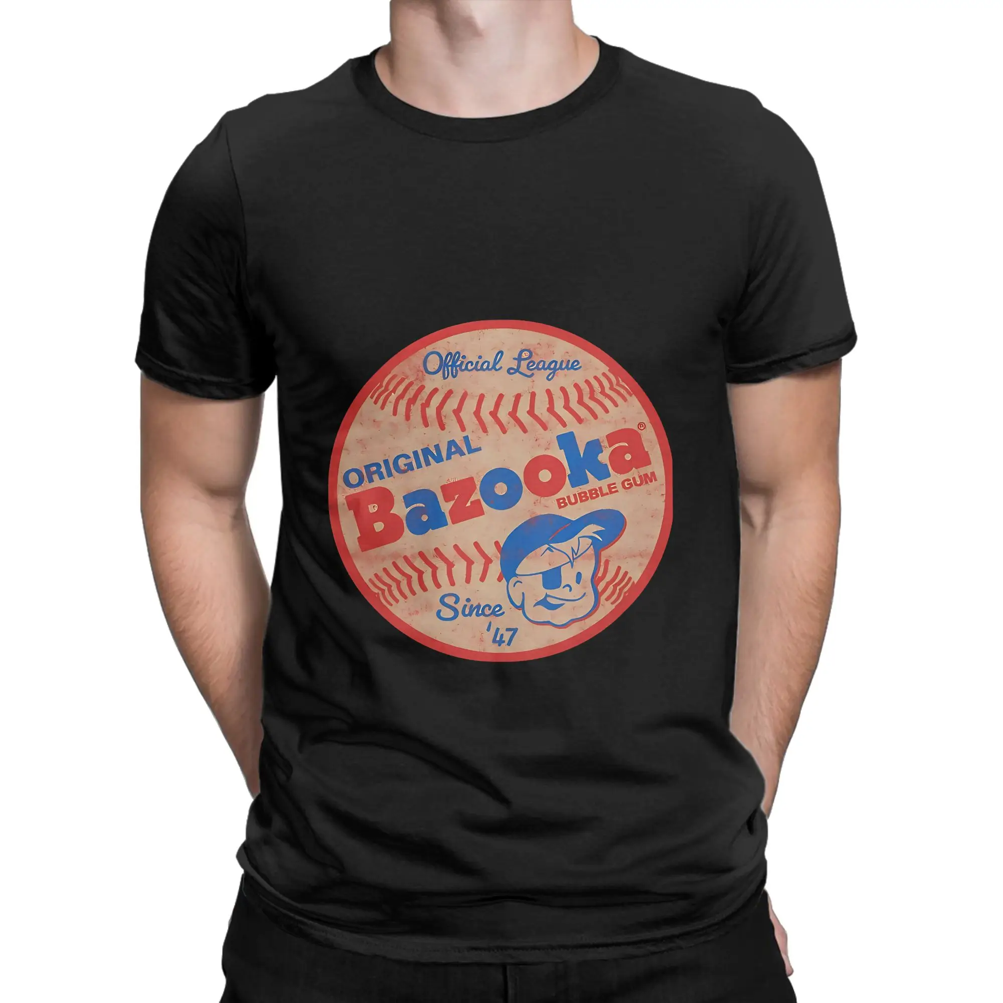 baseball Vintage Bubble Novelty 100% Cotton T-Shirt bBazooka bubble gum Tees Tops For Men