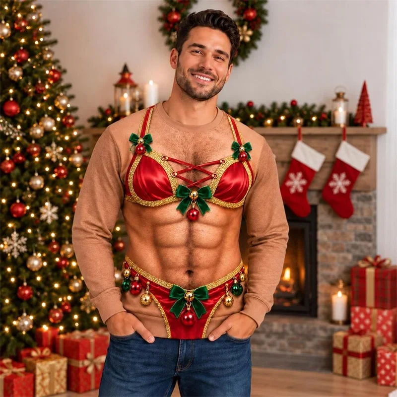 Funny Christmas Sweaters Couple Matching Men Women Ugly Xmas Jumper 3D Print Holiday Party Outfit Christmas Gift Unisex Pullover