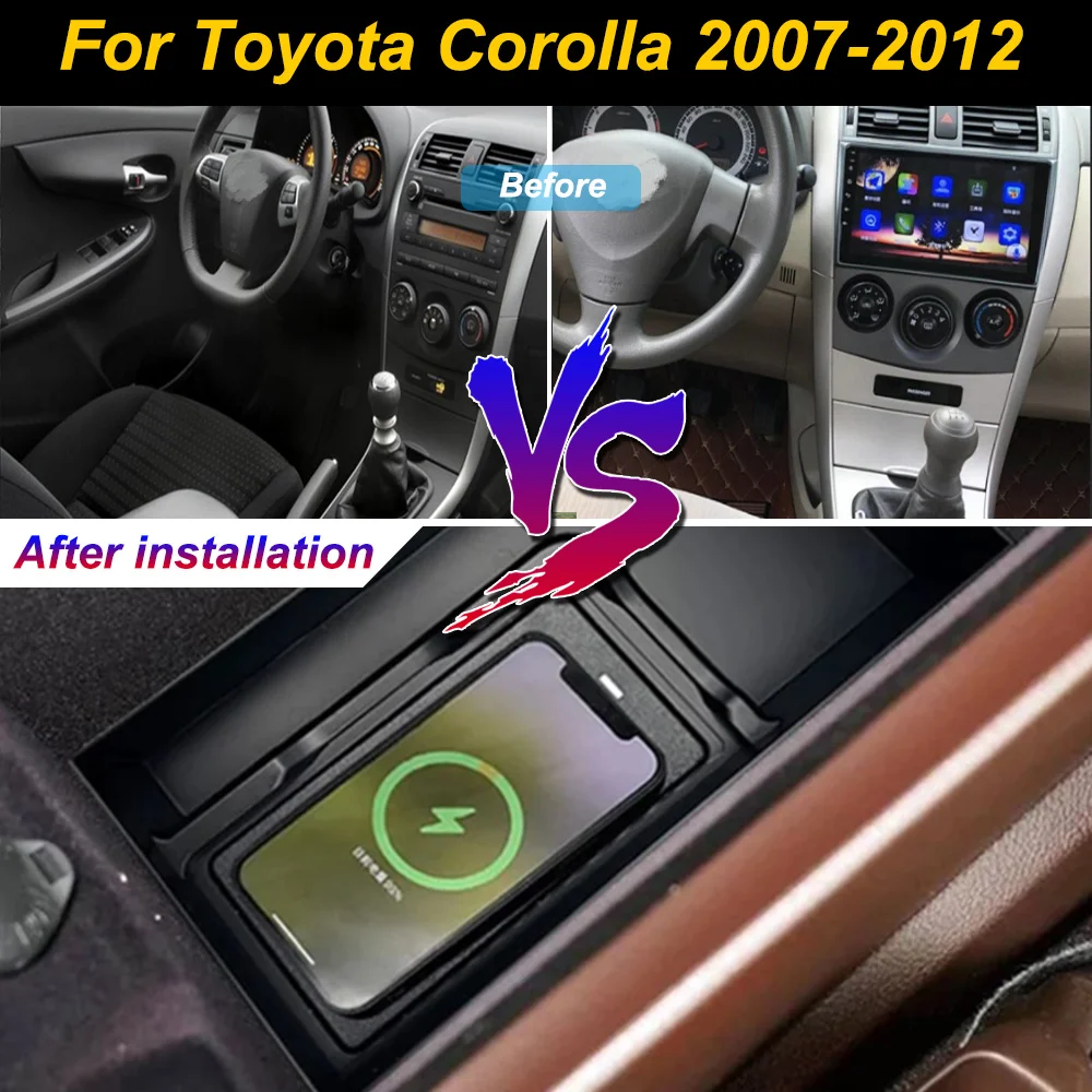 Aliexpress 2 Din for Toyota Corolla 2007-2012 Car Wireless Mobile Phone Charger Center Console Storage 18W iphone fast charge plate holder - Aliexpress Deal