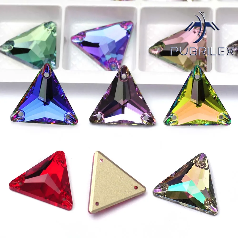 

PUBRILEX K9 Triangle Sewing Rhinestones Strass Glass Decoration Beads for DIY Accessories Garment Dresses Clothing Appliques