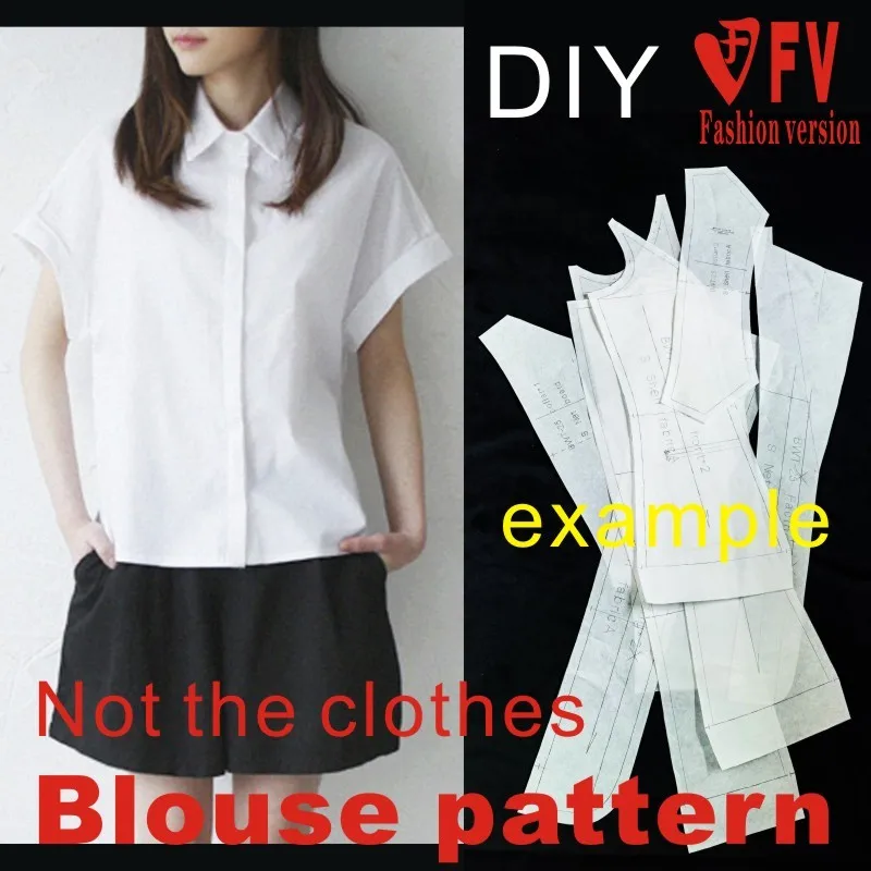 Cutting drawings women's short-sleeved shirt collar casual cute short style small shirt 1:1 clothing design pattern BCY-46