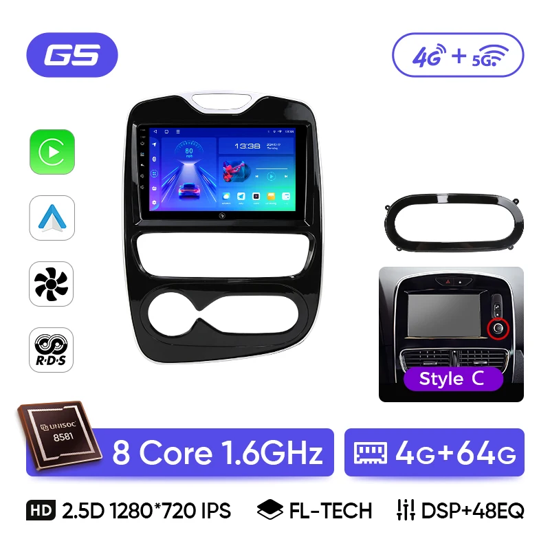 Ainavi Autoradio Voor Renault Clio 4 2012 2013 2014 2015 2016 2017 2018 Draadloze Carplay Android Auto Multimedia 2 Din autoradio
