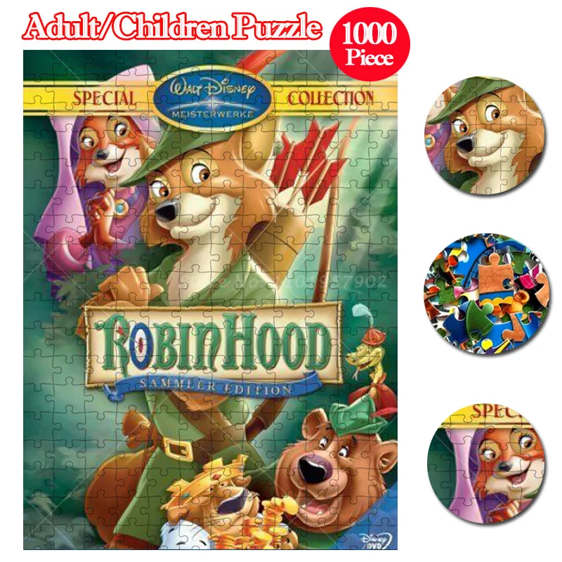 Disney Classic Movie RobinHood Puzzle Learning Education Interesting Wooden Toys 1000 Piece Jigsaw Puzzles For Children Kids