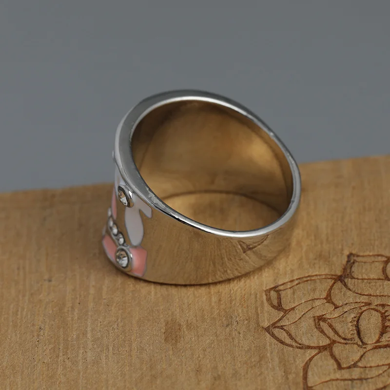 Aesthetic Enamel Flower Finger Ring for Women Wedding Party New 2023 Ring Silver Color Luxury Cubic Zirconia Jewelry Gift