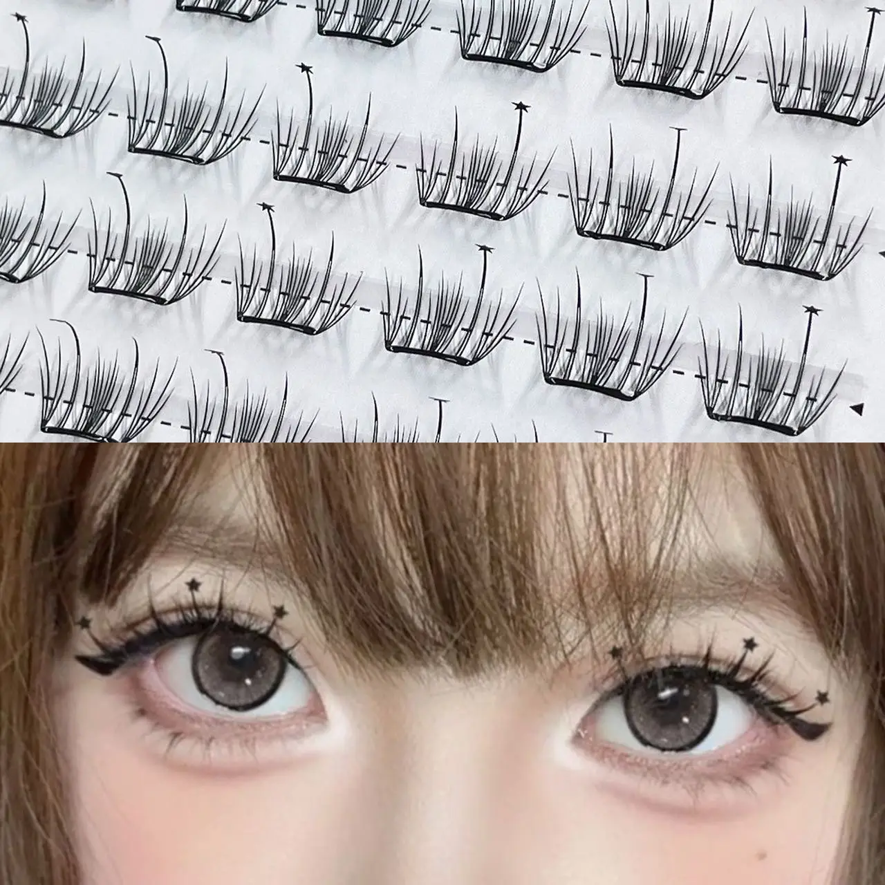 Mixiaohe Glue-Free Zero-Feeling Deer Lash Clusters Wispy Natural Self-Adhesive Segmented Lashes Camera Ready Daily Cute Makeup
