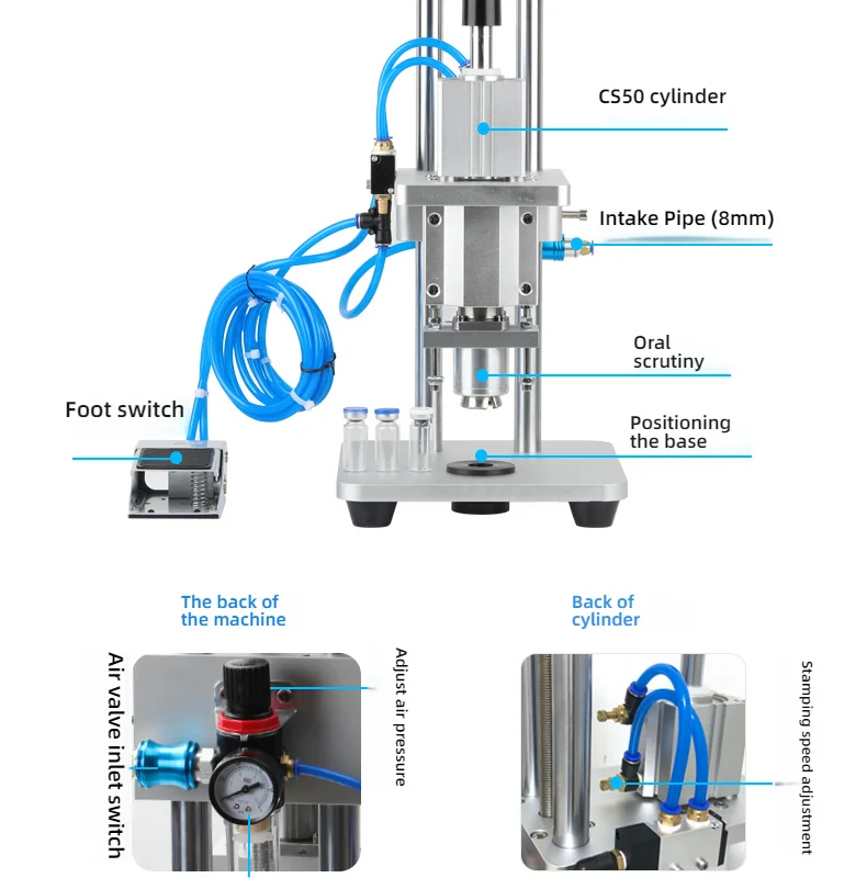 Desktop Semi-Auto Vial Sealing Machine Injec tion Glass Oral Liquid Bottle Ampou