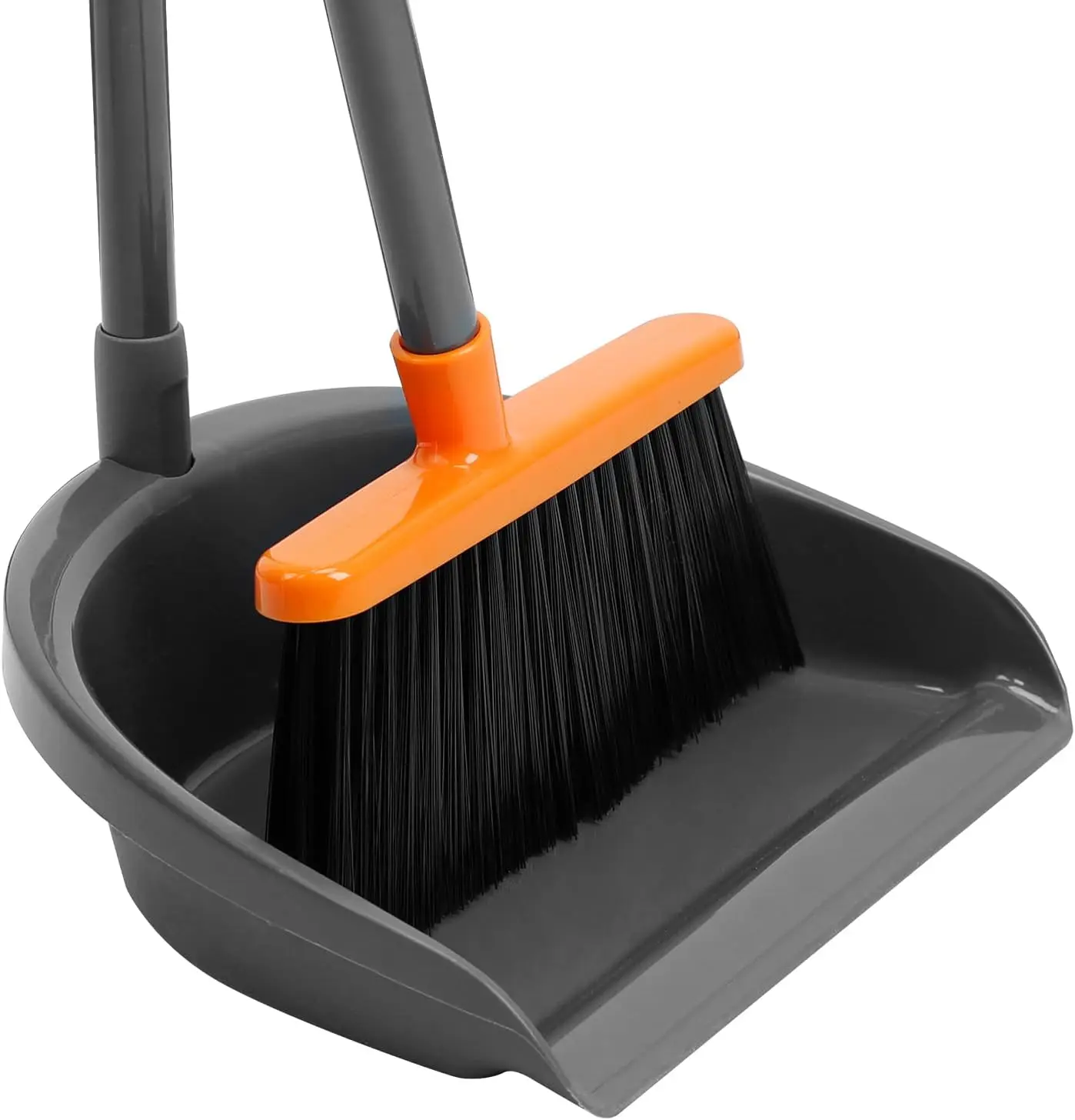 

Adjustable Long Handle Broom & Dustpan Set for Indoor/Outdoor Floor Cleaning