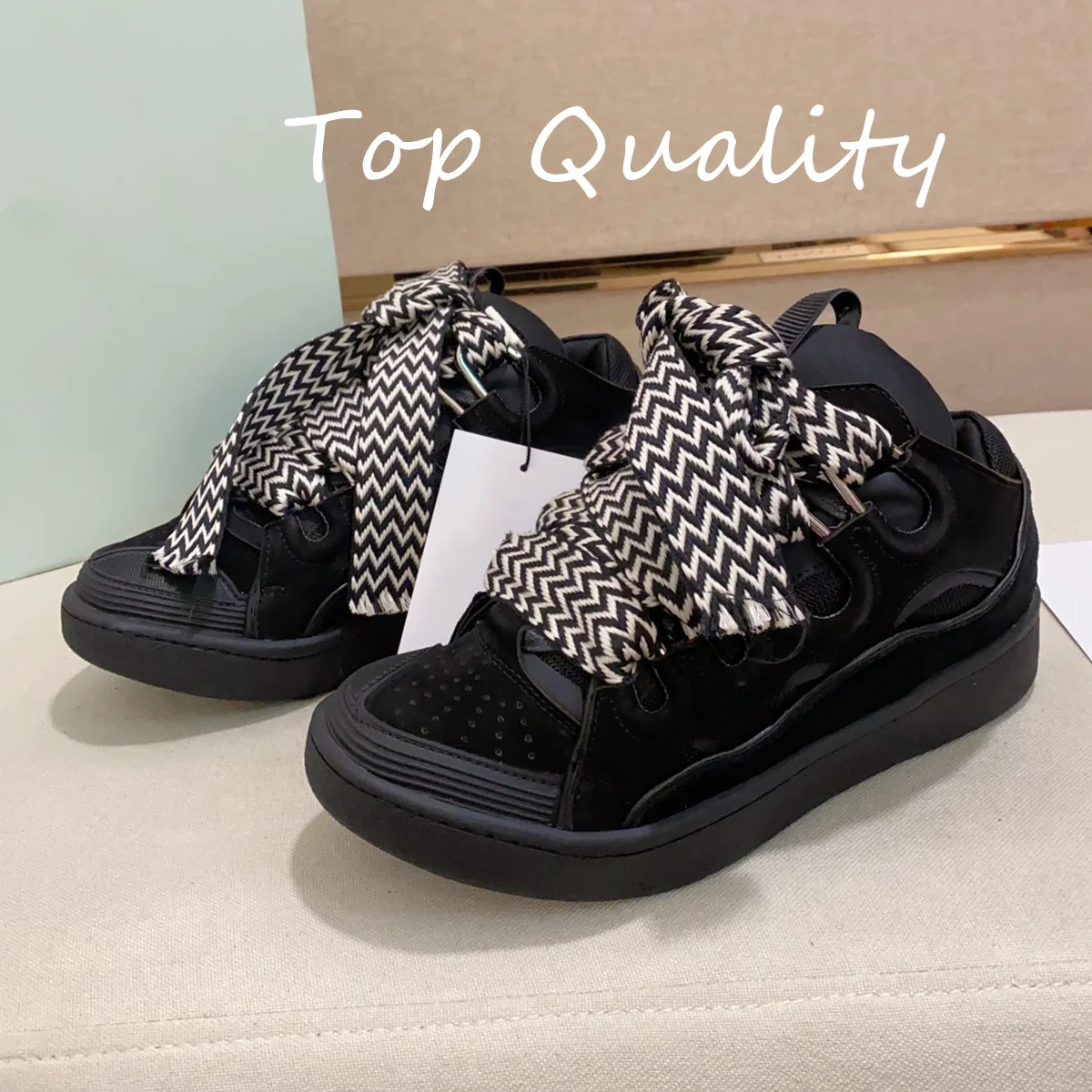 أحذية رجالية نسائية كاجوال أحذية رياضية لسان سميك رباط حذاء ملون مطابقة المواد الجلدية تصميم الألوان #5