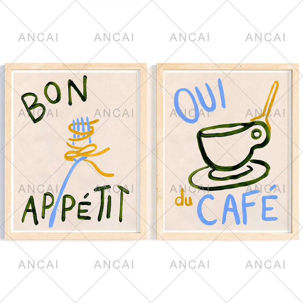 Pasta and Coffee Art Canvas Painting European French Posters Prints Wall Pictures For Modern Dining Room Kitchen Home Decor