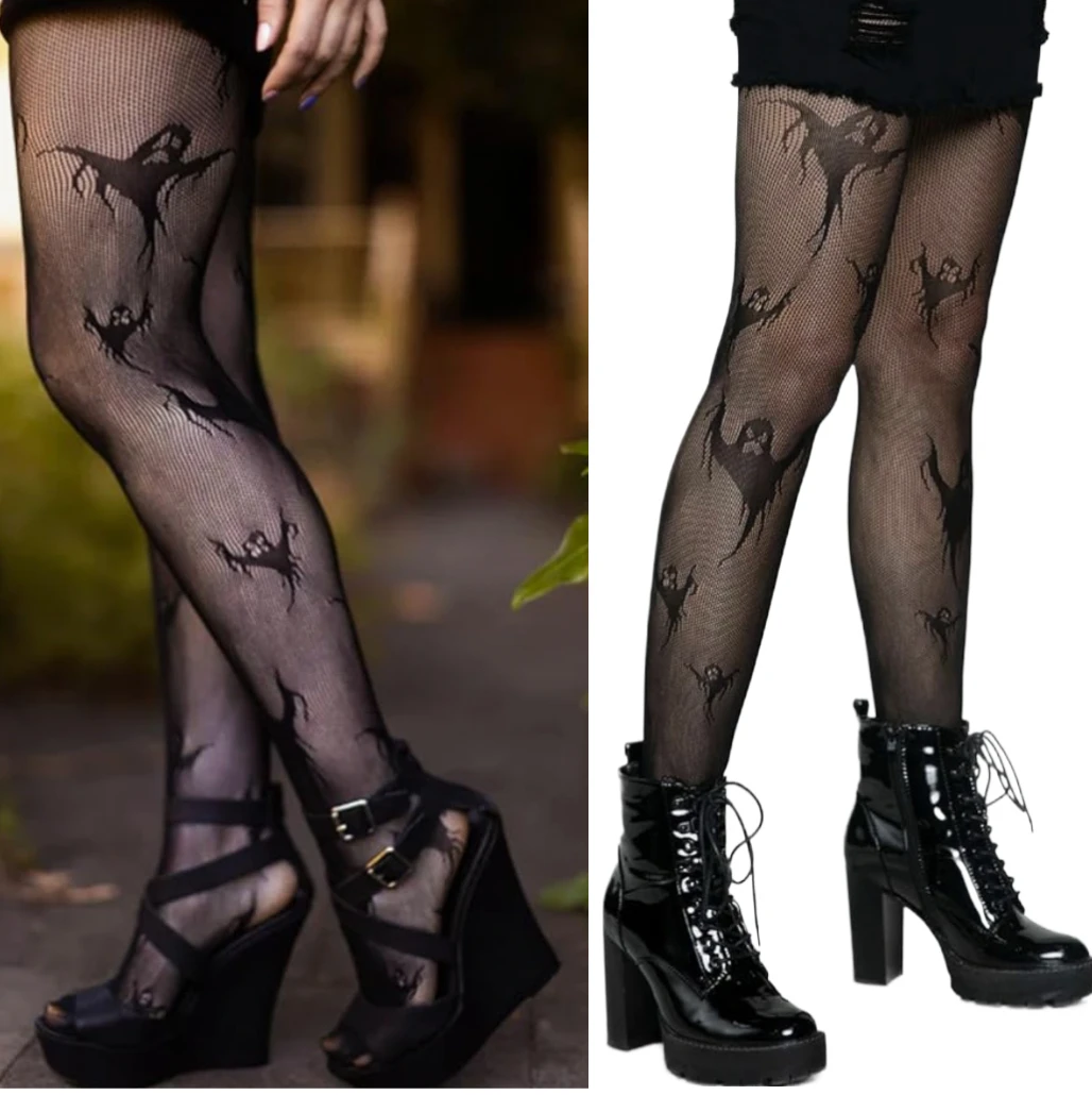 

Women's Ghost Pantyhose Halloween Net Socks Breathable Tight Celebrity Bodystockings Sexy Lingerie New Rajstopy Damskie