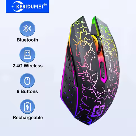 Dual-mode 2.4G Wireless Mouse 6 Buttons Bluetooth Mouse RGB Gaming Mouse Silent Rechargeable Mice For PC Macbook Tablet Laptop