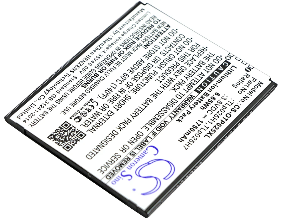 Cameron Sino 1750mAh Battery TLp025H1, TLp025H7 for Alcatel OT-5051, OT-5051X, One Touch POP 4,